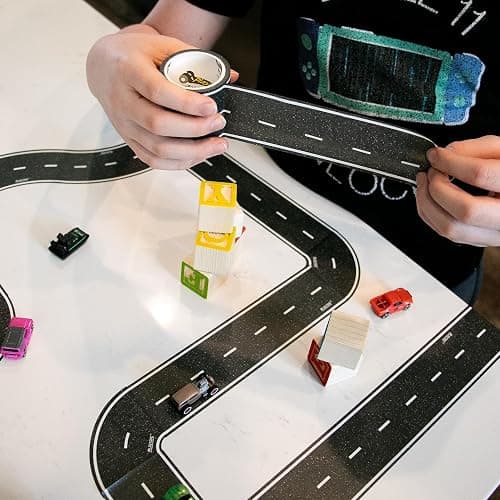 PlayTape Road Tape for Toy Cars - Sticks to Flat Surfaces, No Residue; 2 inch Wide x 30 ft Asphalt Road thumbnail 8