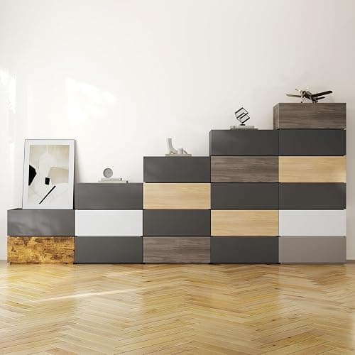 Svimi Modular Stackable Drawers, Modern Nightstand Modular Storage Bins - Storage Cabinet, Bedside Table, Sofa End Table for Living Room Hallway Entryway White Small Set 1 thumbnail 5