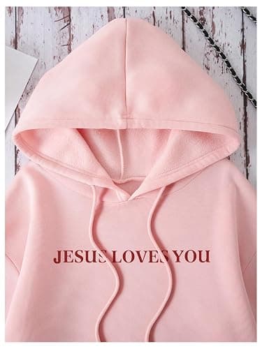 GORGLITTER Women's Y2K Christian Jesus Hoodies Trendy Graphic Letter Long Sleeve Fall Oversized Halloween Sweatshirts thumbnail 3