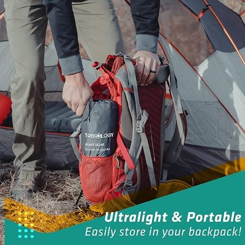 TREKOLOGY Sleeping Pad for Camping - Infaltable Mat – 73.2"x 29.9" Premium with Built‑in Pump, Neck‑Support Pillow, Thick 4.9" Height – Ultralight Sleep Pad for Tent, Backpacking & Travel thumbnail 8