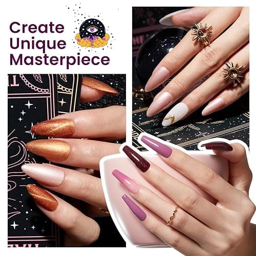 Beetles Cat Eye Gel Nail Polish Set, 6 Colors Stunning Magnetic Effect Nail | Brown Purple Glitter Nude Sparkle Champagne Burgundy Gold lavender U v Gel Polish Art Design Gifts for Women thumbnail 5