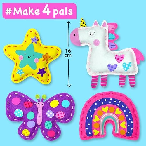 EZCRA Unicorn Sewing Kit for Kids Ages 4-8, 4 Easy Projects, No-Mess Learn-to-Sew Arts & Crafts with Felt Stickers for Beginners thumbnail 2