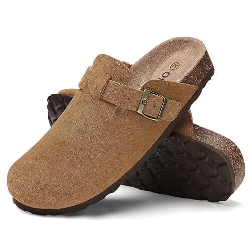 ODOLY Genuine Suede Clogs for Women Men Soft Cork Footbed Leather Mules Comfort Potato Shoes with Arch Support thumbnail 6
