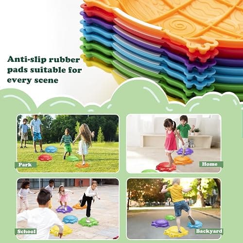 Stepping Stones for Kids Outdoor Toys for Toddlers 3-5 12 Pcs Frog Balance Step Stone Up to 265lbs Indoor Outdoor Toy for Kids Obstacle Course Sensory Toys for Toddler Ages 3-8 Gift for Boys Girls thumbnail 6