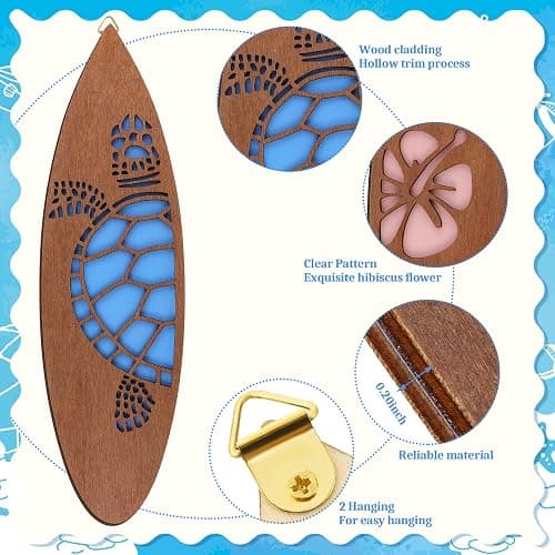 Tatuo 3 Pcs Tropical Christmas Surfboard Wall Decor Wooden Surfboard Hanging Sign for Party Available in Sizes Christmas Coastal Beach Wooden Decor for Home Room(Hawaiian,15.75 x 4.46 x 0.2 Inch) thumbnail 5