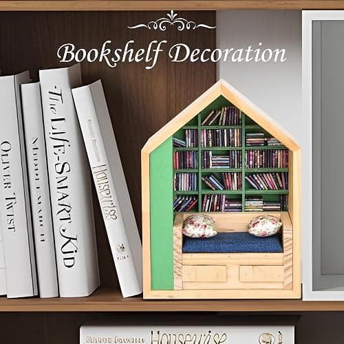 SIHPTO Anxiety Mini Bookshelf with 300pcs Mini Books，Small Nook Decor for Book Lovers, Miniature Book Library,Stress-Relieving Gifts for Family and Friends thumbnail 4