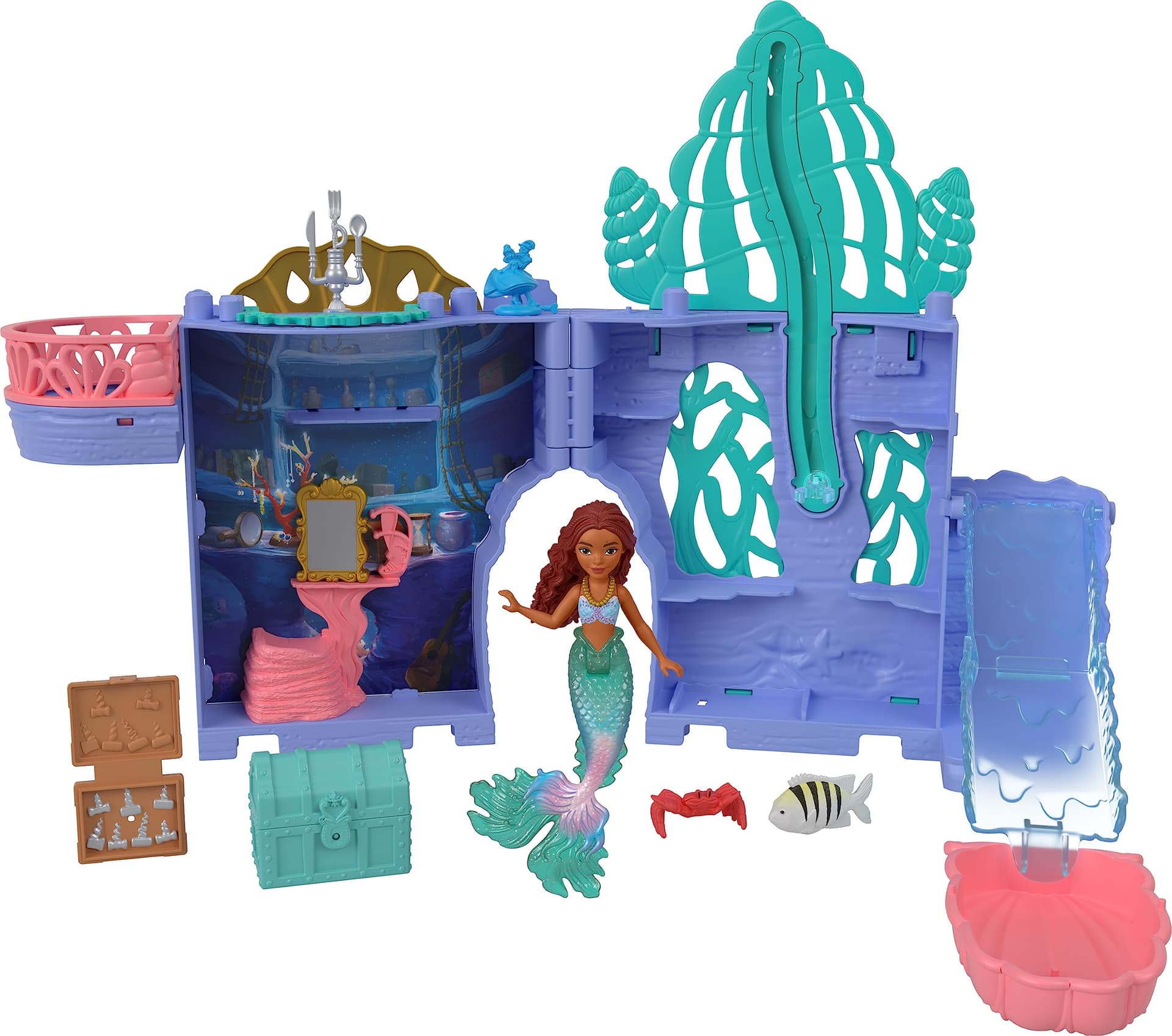 Disney The Little Mermaid Storytime Stackers Ariel s Grotto Playset, Stackable Dollhouse with Small Doll and 10 Accessories - Image 1