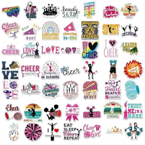110PCS Cheer Stickers, All Vinyl Waterproof Cheerleader Decals, Perfect Cheer Gifts for Cheerleader Girls Cheer up, Motivational Positive Stickers for Water Bottles Laptop Computer Luggage Cup thumbnail 4