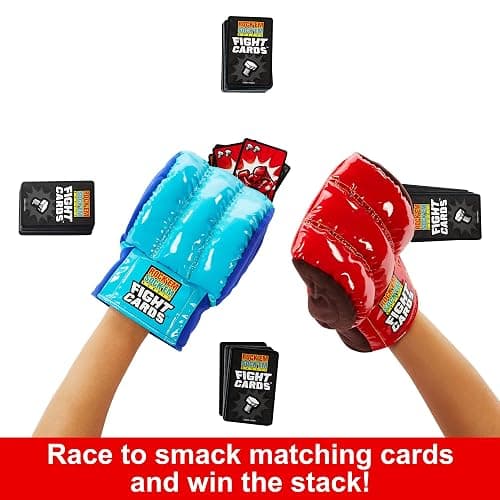 Mattel Games Rock ‘Em Sock ‘Em Robots Fight Cards Card Game, Team Party Game for Kids & Adults with 2 Boxing Gloves thumbnail 3