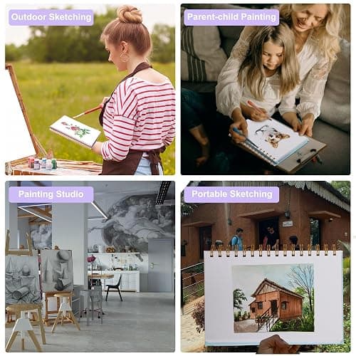 Yoment 9"x12" Hardcover Sketchbook for Drawing，120 Sheets，100GSM | Purple,Spiral Bound Sketch Pad Premium Art Sketchbook Artistic Drawing Paper Pad for Kids Adults Beginners Artists thumbnail 6