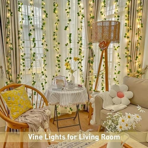 JMEXSUSS Vines Lights for Bedroom, 200 LED Vines Fairy Lights, Artificial Ivy Leaf Light for Wall Curtain Wedding Party Indoor Decor, 6.5ft x 6.5ft with Remote thumbnail 5