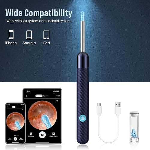 LEIPUT Ear Wax Removal - Earwax Remover Tool with 7 Pcs Ear Set - Ear Canal Cleaner with 1080P Camera - FSA HSA Eligible - Ear Cleaning Kit with 6 Ear Spoon - Ear Camera for iOS & Android (Blue) thumbnail 3