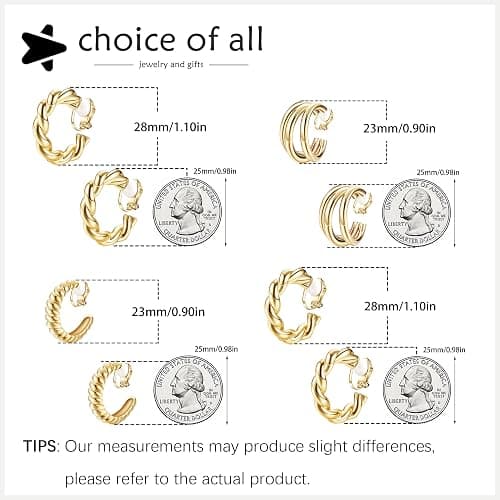 Gold Earrings for Women Clip on Hoop Earrings Trendy Twist Round Chunky Gold Earring No Piercing Fake Earring Jewelry Gifts thumbnail 6