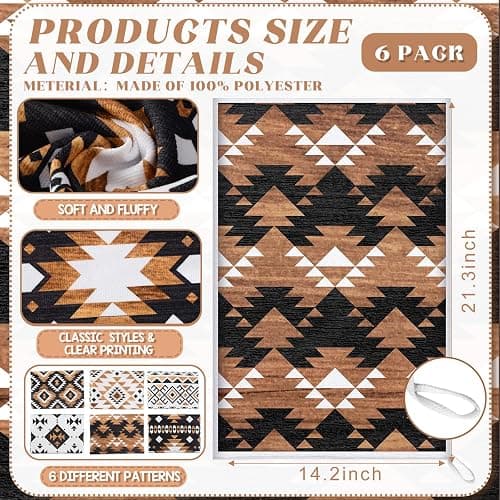 Breling Set of 6 Western Aztec Kitchen Towels Vintage Themed Dish Towel Bathroom Decorative Rustic Cloths for Kitchen Bathroom Home Cooking Housewarming, 14 x 21 Inch thumbnail 4