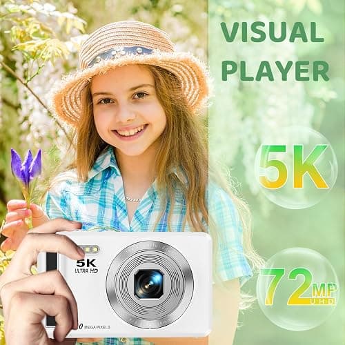 Digital Camera - 5K 72MP Vlogging Camera with 16X Zoom for Kids' Gifts - Autofocus Point and Shoot Digital Cameras for Photography - UHD 2.8'' Screen Compact Portable Camara with 32GB SD Card thumbnail 2