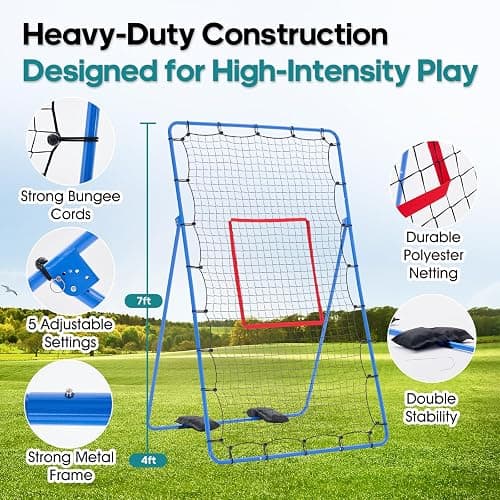 OLIXIS Volleyball Rebounder Net 7x4 FT, Rebounder Net with Travel Bag | Multi Sport Bounce Back Training Equipment, 5 Adjustable Angles for Outdoor Indoor Practice, Spiking, Bumping thumbnail 3