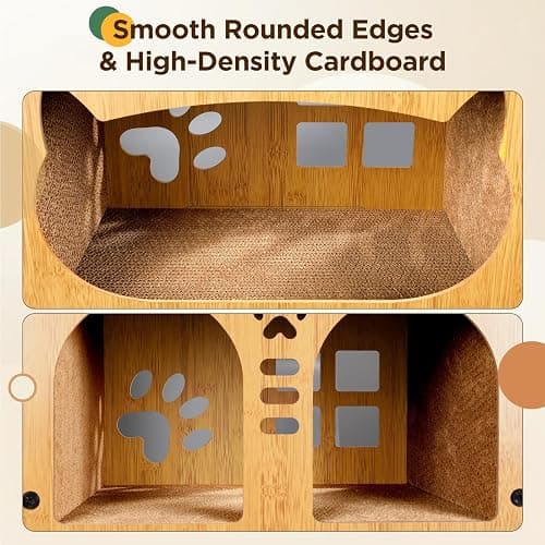 Gimars Cat Scratcher, Double Layer Cat Scratching Board Cardboard Cat Scratcher House for Indoor Cats, Large Cat Scratcher Bed for Scratch, Hide & Rest, Heavy Duty 44lbs Load, 20 x 17 x 11.2 inches thumbnail 7