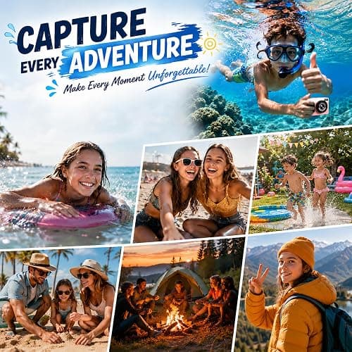 Maxmango D70 4K Underwater Digital Camera - 48MP 10FT Waterproof Camera for Snorkeling - Dual Screen Selfie Compact Floatable Camera with 16GB Card - Point and Shoot Digital Cam 1200mAh Battery -Pink thumbnail 8