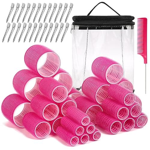 56 Pcs Hair Roller Set for Blowout Look, Long Medium Short Hair Volume; 30Pcs Rollers, 5 Sizes, 24 Pcs Clips, Storage Bag - Image 1