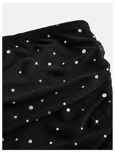 Floerns Women's Rhinestone Sleeveless Bandeau Party Corset Strapless Tube Top thumbnail 4