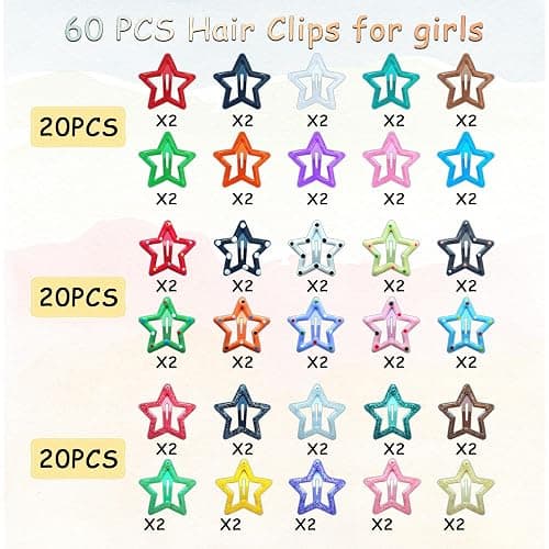 CYBAUG 60 Pcs Y2K Star Hair Clips for Girls – Cute Candy Color Hair Accessories, Star Barrettes for Everyday Wear and Parties thumbnail 3