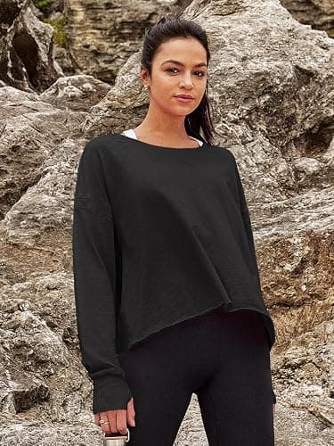 Panadila Womens Open Back Workout Top Long Sleeve Athletic Shirts Casual Crop Running Tee Y2k Yoga thumbnail 2