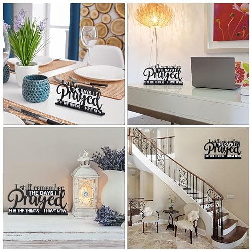Jetec I Still Remember The Days I Prayed Sign Inspirational Table Blessed Signs Motivational Decor Farmhouse Table Home Centerpieces Faith Wooden Shelf for Living Room Office(Classic Style) thumbnail 4