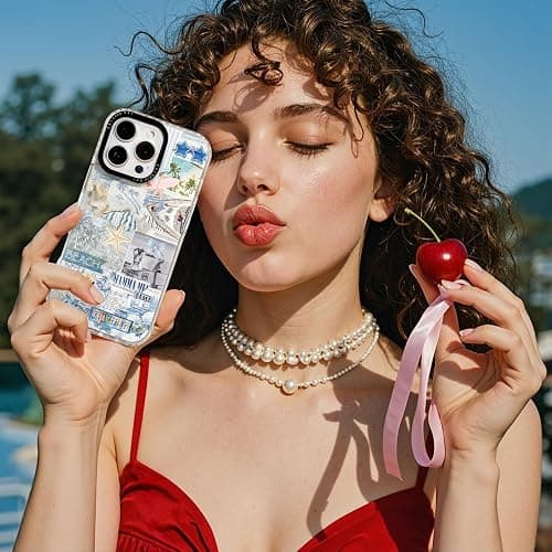 ChiCaseVer for iPhone 12 mini Case, Nostalgic Beach Collage with Surfboard & Stay Salty, Military-Grade Drop Protection, Coastal Soft Slim TPU Protective Cover with Camera Protection for Women & Girls thumbnail 7