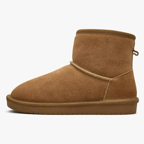 BlackTwig Women's Ankle Snow Boots - Short Fur Lined Suede Winter Boots Slip On for Warmth & Comfort thumbnail 4