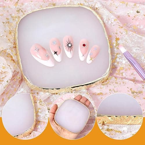Nail Art Palette, Maniküre Gemalt Palette, Nail Art Make Up Paletten, Nagellack Palette aus Kunstharz, Palette zum Mischen von Nagellackfarben, DIY Displaytafel Kosmetik Mischwerkzeuge(Weiß) thumbnail 3