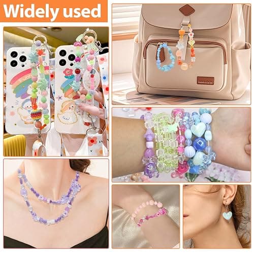 RYKOMO 1250-1400 PCS Acrylic Assorted Beads 12 Candy Colors Flower Sweetheart Butterfly Candy Acrylic Kawaii Aesthetic Bead Assorted Beads for Bracelets DIY Jewelry Making thumbnail 6