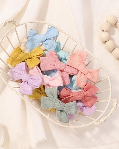 jollybows Mini Lined Hair Clips Bows for Babies, Infants, Toddlers, Girls and Teens - 40pcs 2" Tiny Barrettes - Shape A-20 colors thumbnail 8