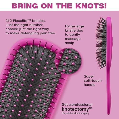 The Knot Dr. hair brush by Conair - Detangling hair brush - Removes Knots and Tangles in wet or dry Hair - hair brushes for women - Pink thumbnail 2