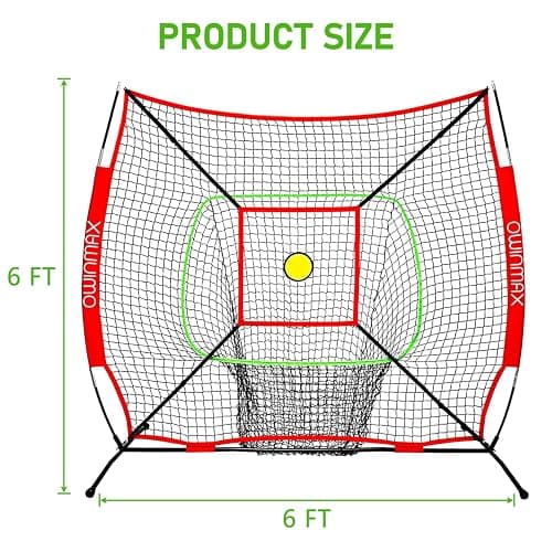 OwinMax 6x6FT Baseball Net, Baseball & Softball Training net with Batting Tee, Strike Zone & Circular Target and Weighted Ball, Portable Design with Compact Storage,Great for Kids thumbnail 3