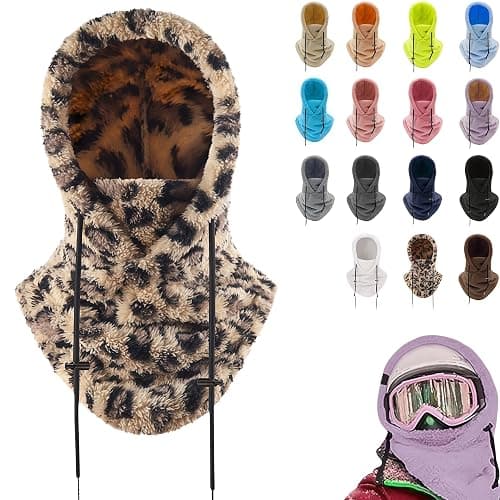 Sherpa Hood Ski Mask for Women, Moon Cozy Hood for Men, Winter Outdoor Sherpa Hooded Sports Windproof Mask for Neck, Face - Image 1