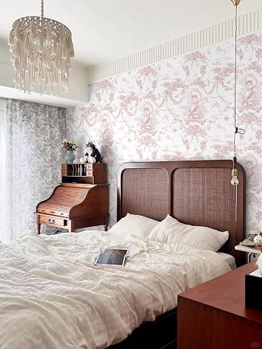 Timeet Peel and Stick Wallpaper Pink and White Self Adhesive Wallpaper Cupid Manor Painting 41x300CM Waterproof Vinyl Wrap Sticky Back Wallpaper for Living Room Bedroom Wall Cabinet Shelf thumbnail 3
