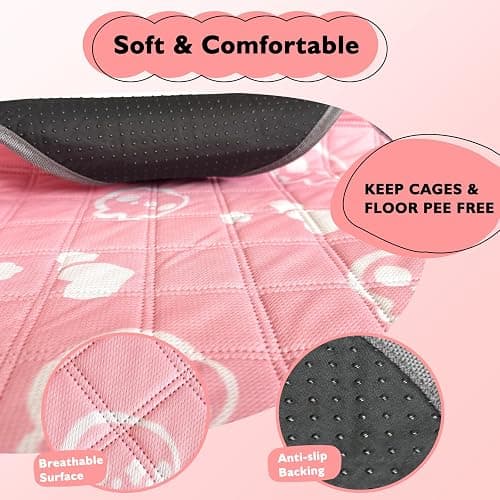 Mooydee 4 Pack Guinea Pig Bedding - Washable Guinea Pig Liners for Midwest Cage, Waterproof Reusable Pee Pads Super Absorbent Mats for Small Animals Pet Rabbit Bunny Hamster Rat (Pink, 48 x 24 Inch) thumbnail 4