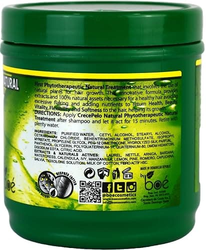 Natural Phytotherapeutic Hair Growth Treatment Jar, Deep Conditioning & Repair for Stronger, Healthier Hair - Moisturizing & Nourishing Formula with 100% Natural Extracts - No Colorants - 8.5 oz thumbnail 2