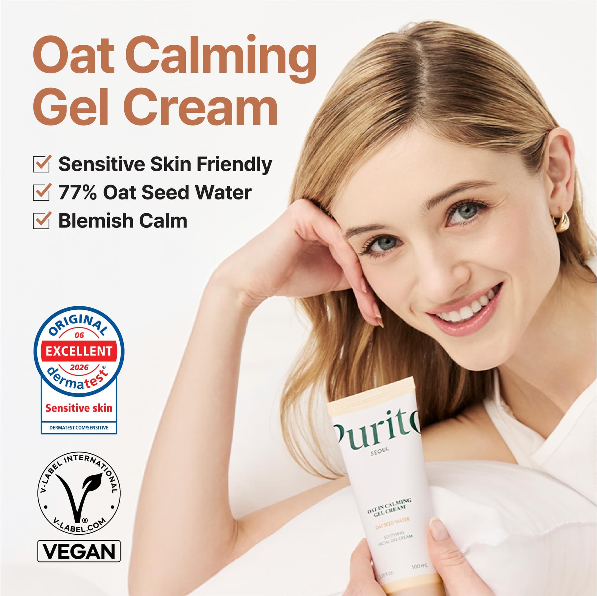 PURITO Oat In Calming Gel Cream, Non-Comedogenic, 77% Oat Seed Water Lightweight Water-Gel Face Moisturizer, Fragrance-Free, Vegan Korean Skincare, Sensitive & Blemish-Prone Skin, 100ml thumbnail 2