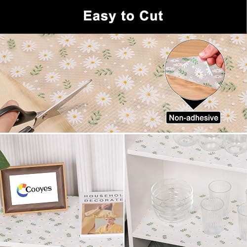 Cooyes Shelf Liner – Premium Non-Adhesive Cabinet & Drawer Liner for Kitchen – Waterproof Shelf Paper with Modern Pattern – Durable EVA Cabinet Mat – Easy to Cut thumbnail 7