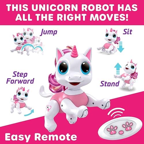 Power Your Fun Robo Pets Unicorn Toy for Girls and Boys - Remote Control Robot Toys with Interactive Hand Motion Gestures, STEM Programmable Treats, Walking, Dancing Robot Unicorn Kids Toy (Pink) thumbnail 3