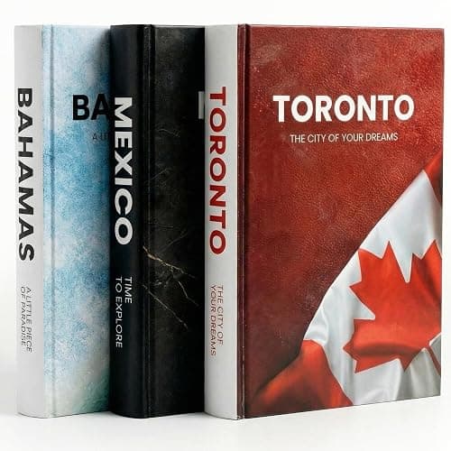 DJUNTU Decorative Books for Home Decor - Stacked Book Decorations for Living Room, Coffee or Console Table, Shelves - Faux Book Cover with 384 Blank Pages - Toronto, Mexico, Bahamas Designs - Set of 3 thumbnail 6