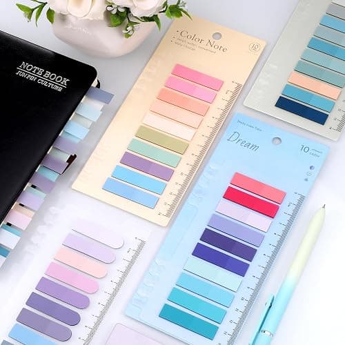 JIANTA Book Tabs for Annotating, 2000Pcs Sticky Tabs with Ruler, Transparent Sticky Notes for Binders, Page Markers for Notebooks, Multi-Colored Writable and Repositionable Book Flags Strip Index Tabs thumbnail 2