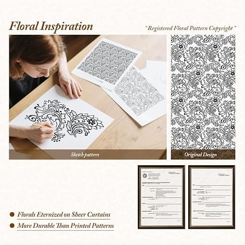 Rinwoc White Lace Semi-Sheer Curtains – Vintage Floral Lace for Bedroom/Bathroom, Light Filtering Rod Pocket Drapes, Privacy Chic Window Treatments Scalloped Hem, 52W x 72L Inch, 2-Panel Set thumbnail 3