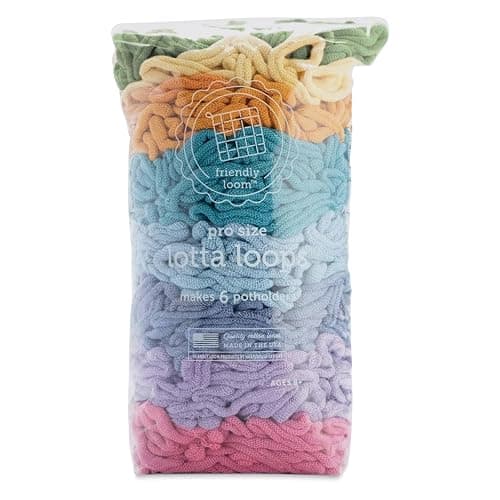 Harrisville Designs Friendly Loom Quality Cotton Weaving Loops in Botanical Inspired Colors – 10” PRO Size | Makes 6 Colorful Potholders | DIY Craft Refill Lotta Loops for Kids & Adults - Image 1