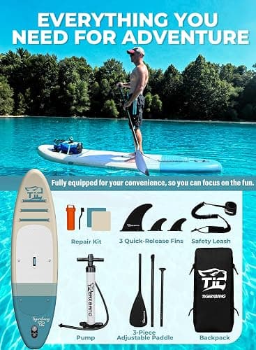 TIGERXBANG 11'6"/11'/10' Inflatable Paddle Board with Complete Accessories, Versatile Premium Paddle Boards for Adults/Youth, Stand Up Paddle Board Polar/Wave/Sunny Wave Collection thumbnail 4