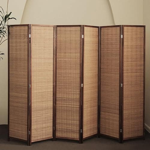 Furnnylane 6 Panel Bamboo Room Divider and Folding Panel Screen,Bamboo Panel Divider for Room Separation,Brown,67" H x 92.1" W thumbnail 3
