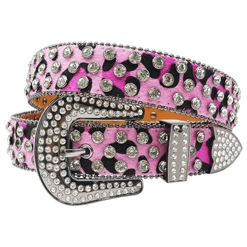 EVERBLTING Rhinestone Belt Leopard Print Bling Belts Men Women Leopard Rhinestone Belt Western Cowgirl BB Belts Y2k - Image 1
