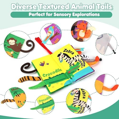 beiens Baby Books Toys, Touch and Feel Crinkle Cloth Book for Infant Baby 0-3-6-12-18 Months, Early Development Interactive Stroller Soft Toys, Newborn Gifts for Boys Girls thumbnail 3