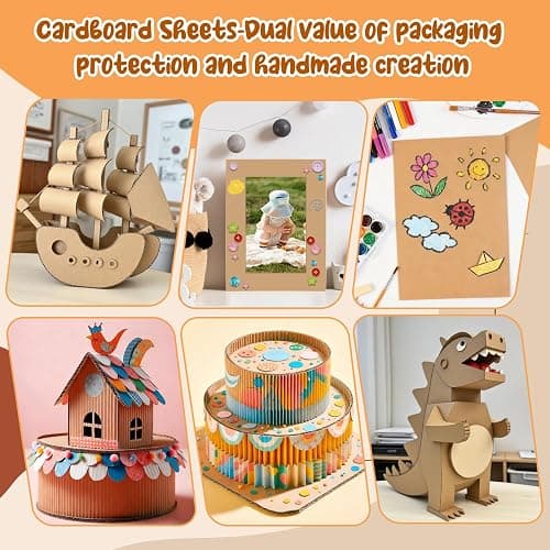 Cardboard Sheets，13 Pack 8.5"x11" Corrugated Cardboard Sheets,Cardboard Inserts Flat for DIY Crafts,Packing, Shipping, Mailing(Brown) thumbnail 6